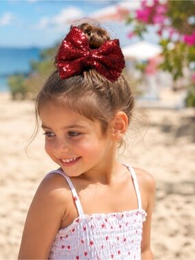 Red Sequin Bow Hair Clip for Kids